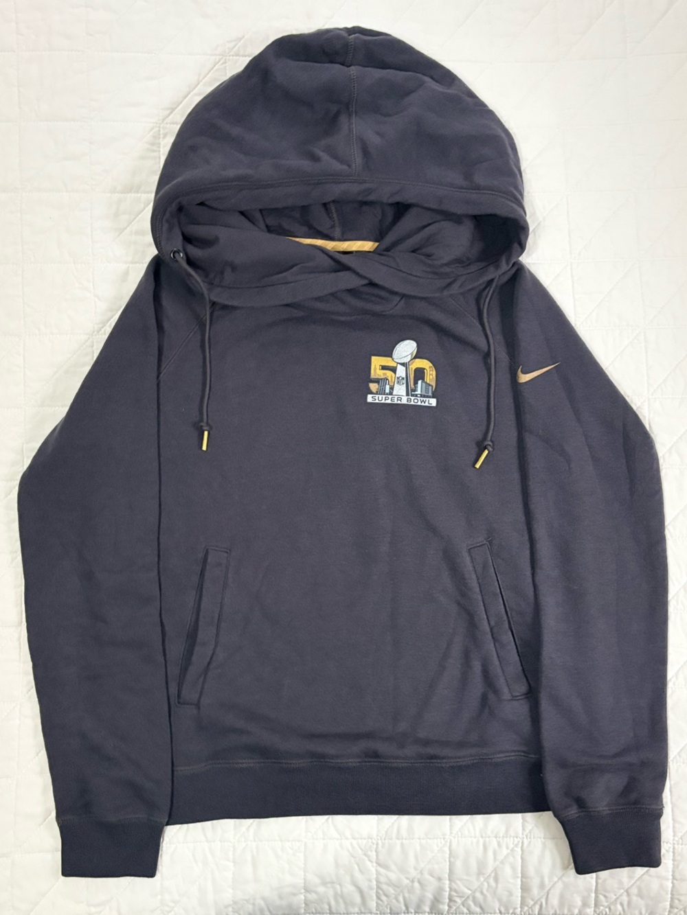 Nike NFL Super Bowl 50 Limited Edition Gold Accent Hoodie - Women's M